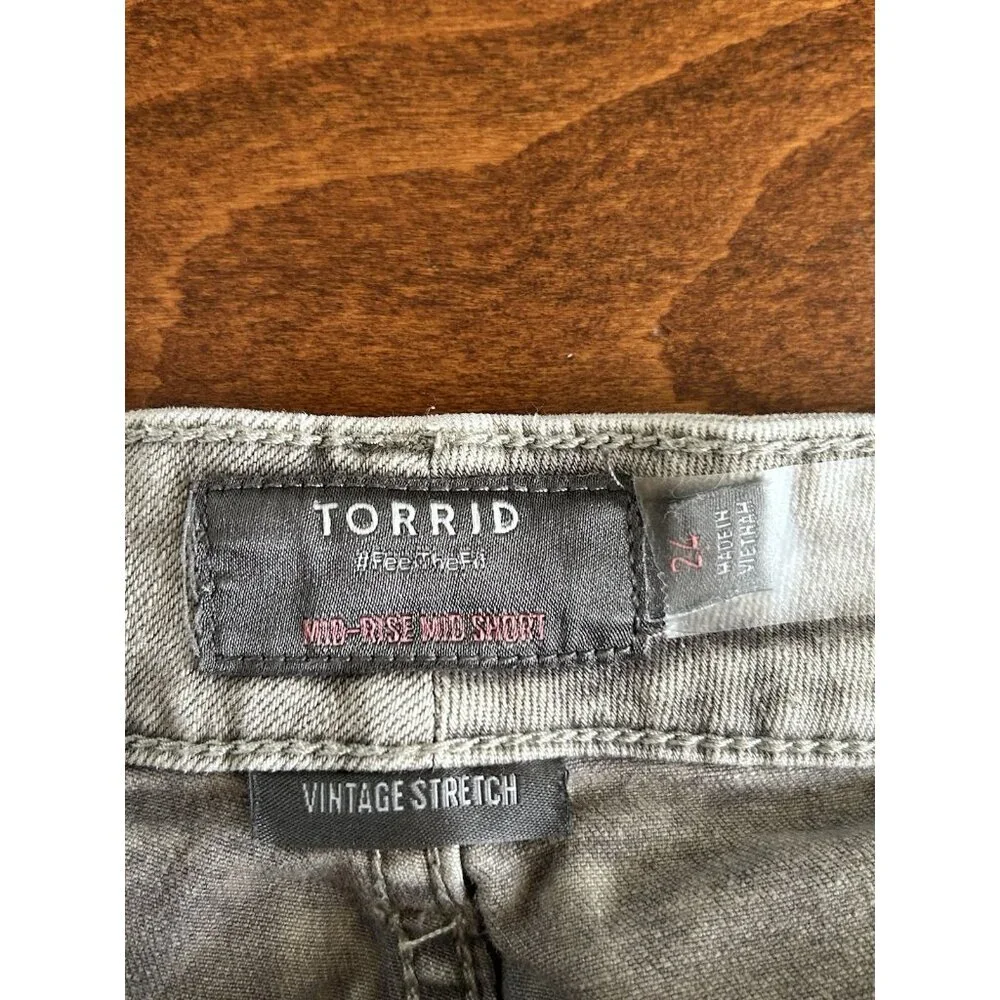 Torrid Size 24 Boyfriend Vintage Stretch Mid-Rise 5 Inch‎ Jean Shorts Smokestack
